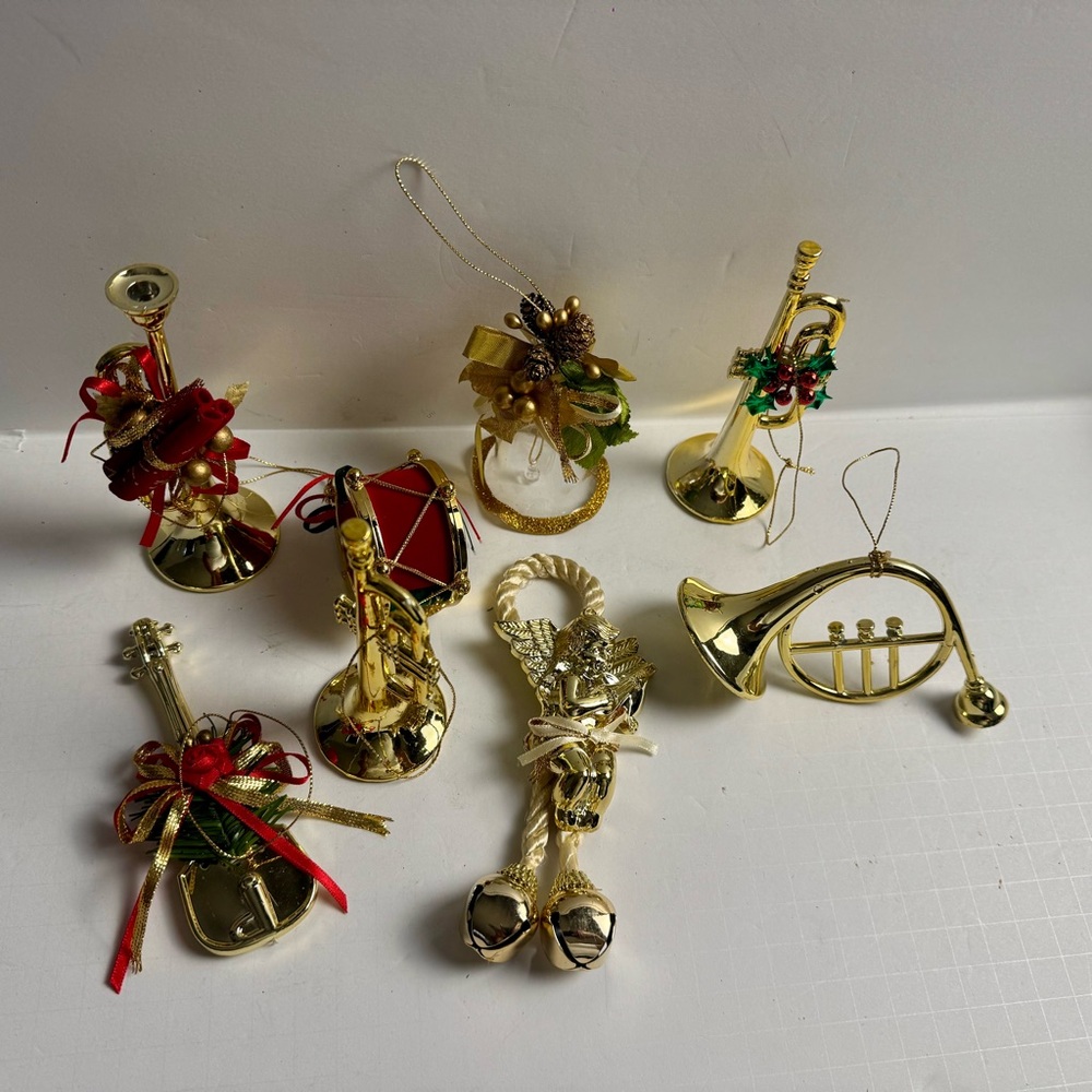 8 Pcs Gold Musical Instrument Ornaments Set - Picture 4 of 5